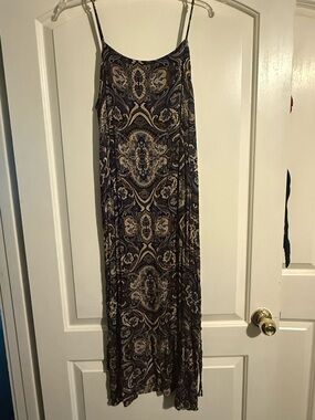 Three Bird Nest Black, brown, and blue paisley print dress